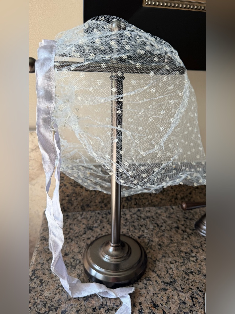 VINTAGE 50s/60s light gray mesh swiss dot Hair Netting roller cover